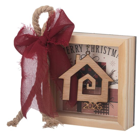 Χριστουγεννιάτικο Καδράκι με Σπιτάκι (10x10x3cm) | ΝΒ626 Χριστουγεννιάτικο Καδράκι με Σπιτάκι (10x10x3cm) | ΝΒ626