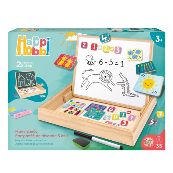 HappiHobbi Magnet Ξύλινος Μαγνητικός Επιτραπέζιος Πίνακας 2 Όψεων Με 35 Εκπαιδευτικούς Μαγνήτες 3+ - As Company HappiHobbi Magnet Ξύλινος Μαγνητικός Επιτραπέζιος Πίνακας 2 Όψεων Με 35 Εκπαιδευτικούς Μαγνήτες 3+ - As Company