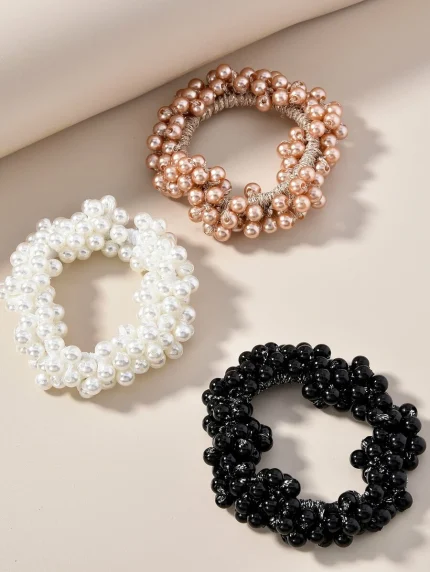 Σετ 3τμχ Scrunchies με Πέρλες (6cm) | AC127