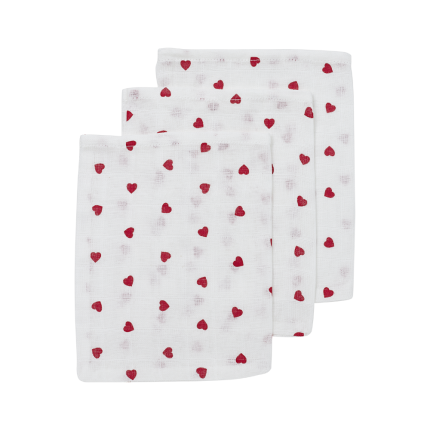 Σετ 3 Απορροφητικές Λαβέτες-Μουσελίνες Sweet Heart – (30x30cm) - Meyco