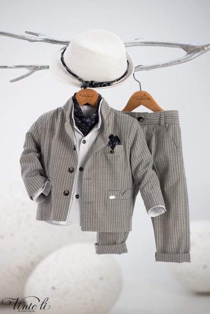 Βαπτιστικό Κοστουμάκι Γκρί για αγόρι 5009, Vinteli