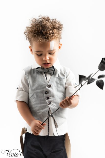 Βαπτιστικό Κοστουμάκι Γκρί - Μπλέ για αγόρι 5013, Vinteli