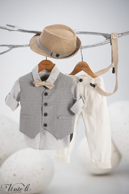 Βαπτιστικό Κοστουμάκι Γκρί για αγόρι 5016, Vinteli
