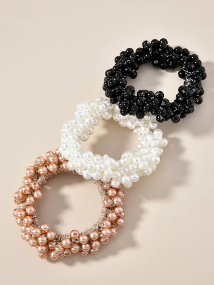 Σετ 3τμχ Scrunchies με Πέρλες (6cm) | AC127