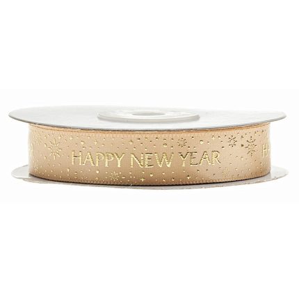 Κορδέλα Γκρο New Year Μπέζ (15χιλ x 20μ)  | 40813-85