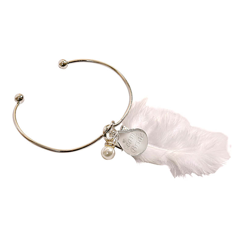 Βραχιόλι Ασημί με Σταγόνα Team Bride με Πούπουλο Λευκό και Πέρλα (5 τμχ) | BNF4/5/91102 Kaliso Βραχιόλι Ασημί με Σταγόνα Team Bride με Πούπουλο Λευκό και Πέρλα (5 τμχ) | BNF4/5/91102 Kaliso