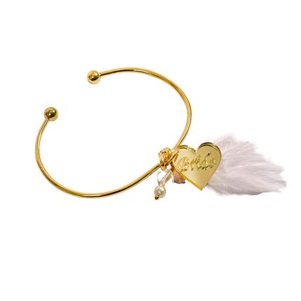 Βραχιόλι Κόμπος με Καρδούλα Χρυσό με Λευκή Φουντίτσα (5 τμχ) | KNO12/5/91106 Kaliso
