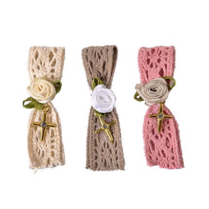 Μαρτυρικό Χρυσό για Πέτο με Βαμβακερή Δαντέλα και Λουλουδάκι (50τμχ) | MAN10N/50/30287 Kaliso