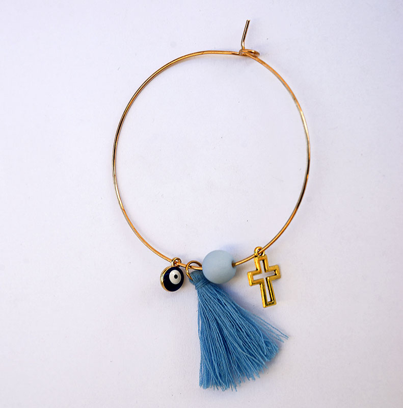 Μαρτυρικό Βραχιόλι Χρυσό με Σιέλ Φούντα και Ματάκι (50τμχ) | MAR12A/50/70569 Kaliso Μαρτυρικό Βραχιόλι Χρυσό με Σιέλ Φούντα και Ματάκι (50τμχ) | MAR12A/50/70569 Kaliso