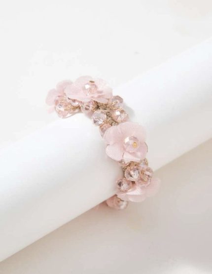 Διακοσμητικό Λαστιχάκι Μαλλιών Ρόζ με Χάντρες (7,8cm) | AC148