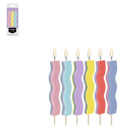 Κεράκια Πολύχρωμα Κυματιστά (6 τεμ) | 1211366