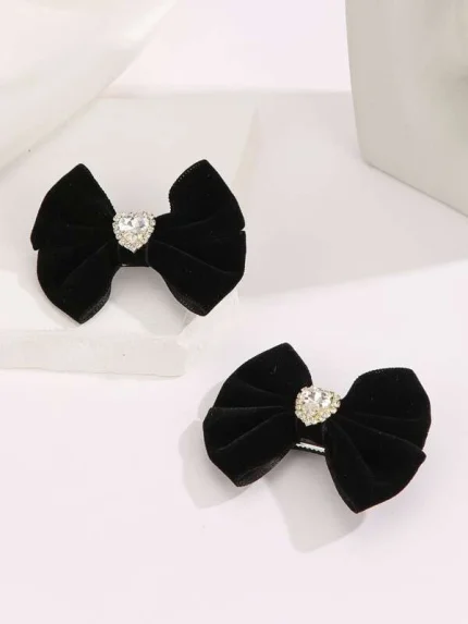 Αξεσουάρ Μαλλιών Φιογκάκι Μαύρο Βελούδινο Farfale 2τμχ | AC188