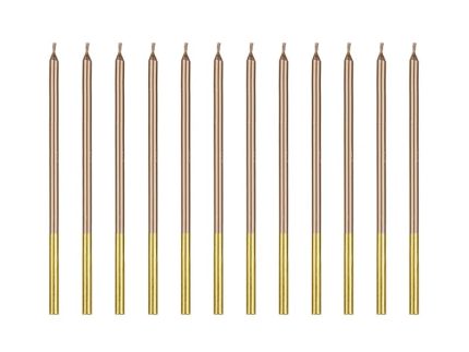 Ψηλά Κεράκια τούρτας Ροζ-Χρυσό (12 τεμ) | SCD-4-019R
