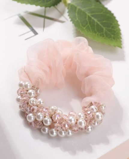 Semipearly Scrunchie Ροζ (7,8cm) | AC140