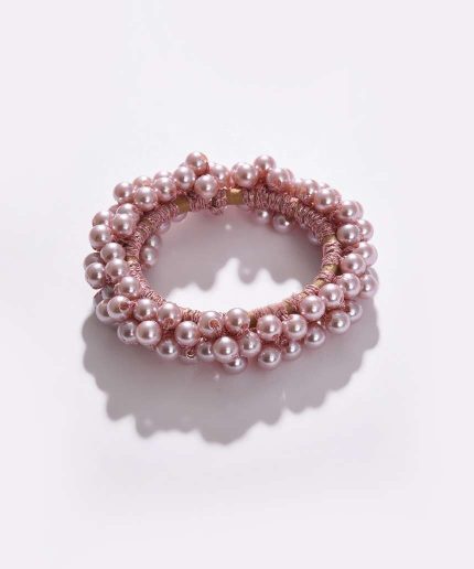 Scrunchie Millie με Ροζ Πέρλες (6,5cm) | AC998