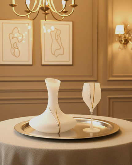 Σετ Γάμου Καράφα - Ποτήρι με Επίχρυση Διαμανταριστή Βέργα | STG8473