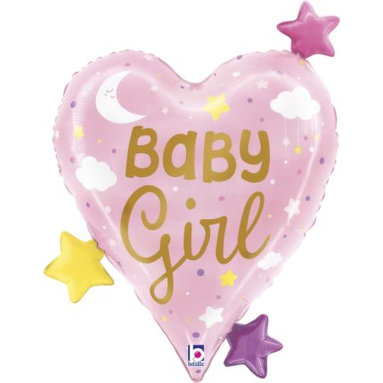 25″ Μπαλόνι Καρδιά Baby Girl Stars 64εκ | 25295-P