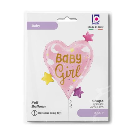25″ Μπαλόνι Καρδιά Baby Girl Stars 64εκ | 25295-P