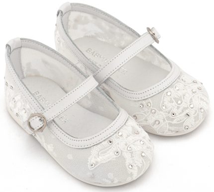 Babywalker Βαπτιστικό Γοβάκι από Ύφασμα Φιλντιρέ Δαντέλα LU6128 Λευκό