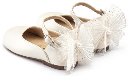 Babywalker Βαπτιστικό Παπουτσάκι Περπατήματος για Κορίτσι Γαλλικό Γοβάκι με Διακοσμημένη Φτέρνα Πεταλούδα BS3594 Εκρού