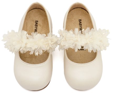 Babywalker Βαπτιστικό Παπουτσάκι Περπατήματος για Κορίτσι Γοβάκι Μονή Μπαρέτα Διακοσμημένη BS3602 Εκρού
