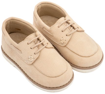 Babywalker Βαπτιστικό Παπούτσι Περπατήματος Δετό Δερμάτινο Μοκασίνι Μπεζ BW4308