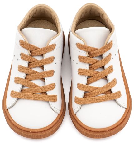 Babywalker Βαπτιστικό Παπούτσι Περπατήματος Δετό Δερμάτινο Sneaker Λευκό BW4312