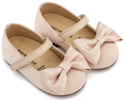 Babywalker Βαπτιστικό Παπουτσάκι Περπατήματος Γοβάκι Μονή Μπαρέτα με Σατέν Φιόγκο BW4870 Μπεζ