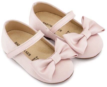 Babywalker Βαπτιστικό Παπουτσάκι Περπατήματος Γοβάκι Μονή Μπαρέτα με Σατέν Φιόγκο BW4870 Ροζ