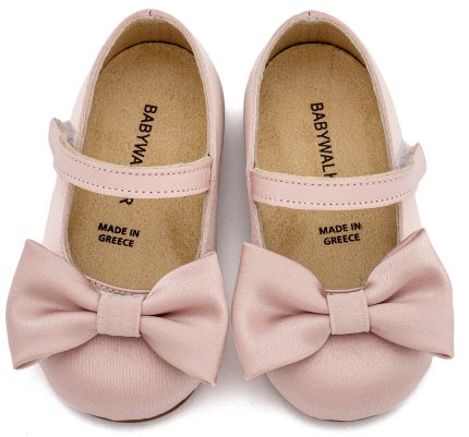 Babywalker Βαπτιστικό Παπουτσάκι Περπατήματος Γοβάκι Μονή Μπαρέτα με Σατέν Φιόγκο BW4870 Ροζ