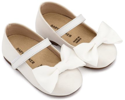 Babywalker Βαπτιστικό Παπουτσάκι Περπατήματος Γοβάκι Μονή Μπαρέτα με Σατέν Φιόγκο BW4870 Λευκό