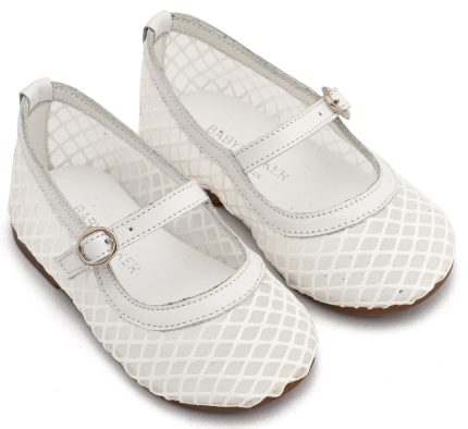 Babywalker Βαπτιστικό Παπουτσάκι Περπατήματος Γοβάκι Μονή Μπαρέτα με Δίχτυ BW4881 Λευκό