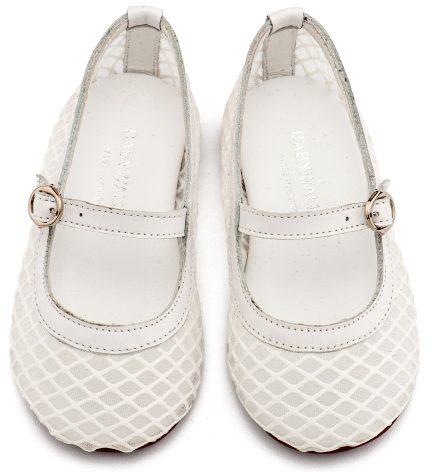 Babywalker Βαπτιστικό Παπουτσάκι Περπατήματος Γοβάκι Μονή Μπαρέτα με Δίχτυ BW4881 Λευκό