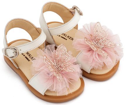 Babywalker Βαπτιστικό Πέδιλο Περπατήματος για Κορίτσι με Διακοσμητικό Πεταλούδα BW4886 Εκρού Ροζ