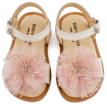 Babywalker Βαπτιστικό Πέδιλο Περπατήματος για Κορίτσι με Διακοσμητικό Πεταλούδα BW4886 Εκρού Ροζ