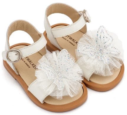 Babywalker Βαπτιστικό Πέδιλο Περπατήματος για Κορίτσι με Διακοσμητικό Πεταλούδα BW4886 Εκρού