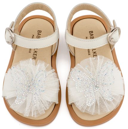 Babywalker Βαπτιστικό Πέδιλο Περπατήματος για Κορίτσι με Διακοσμητικό Πεταλούδα BW4886 Εκρού