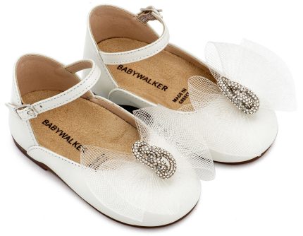 Babywalker Βαπτιστικό Παπουτσάκι Περπατήματος Γαλλικό Γοβάκι με Φιόγκο και Στρας BW4890 Εκρού