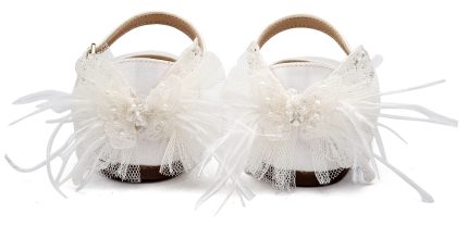 Babywalker Βαπτιστικό Παπουτσάκι Περπατήματος Γαλλικό Γοβάκι με Διακοσμημένη Φτέρνα Πεταλούδα BW4891 Λευκό