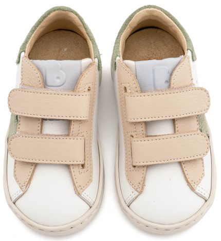Babywalker Βαπτιστικό Παπούτσι για Αγόρι Τρίχρωμο Sneaker Διπλό Χρατς Λευκό Εκρού Μέντα EXC5316