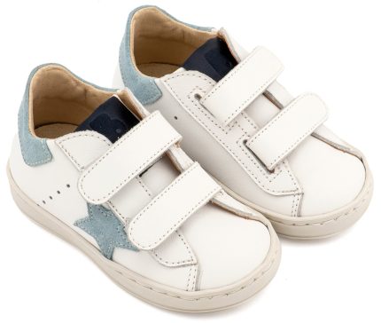 Babywalker Βαπτιστικό Παπούτσι για Αγόρι Τρίχρωμο Sneaker Διπλό Χρατς Λευκό Σιέλ EXC5316