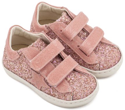 Babywalker Βαπτιστικό Sneaker Διπλό Χρατς με Αστέρι στο Πλάι EXC5904 Ροζ Αντικέ