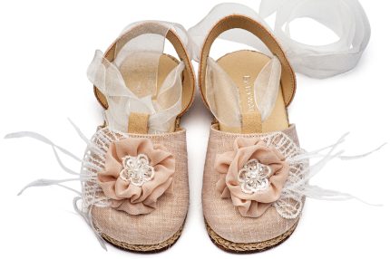 Babywalker Βαπτιστική Εσπαντρίγια με Χειροποίητο Διακοσμητικό με Πούπουλα EXC5905 Εκρού Νουντ