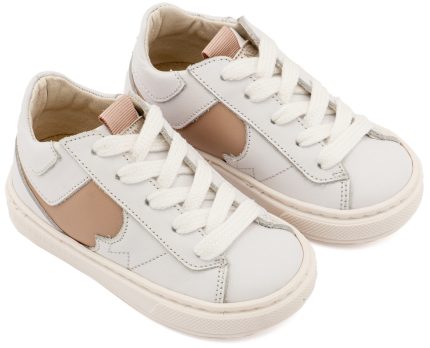 Babywalker Βαπτιστικό Παπούτσι για Αγόρι Δίχρωμο Sneaker Δετό Λευκό Μπεζ EXC8001
