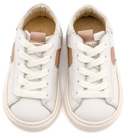 Babywalker Βαπτιστικό Παπούτσι για Αγόρι Δίχρωμο Sneaker Δετό Λευκό Μπεζ EXC8001