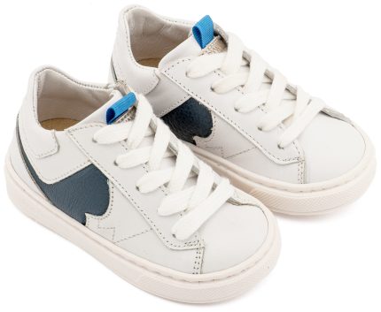 Babywalker Βαπτιστικό Παπούτσι για Αγόρι Δίχρωμο Sneaker Δετό Λευκό Μπλε EXC8001
