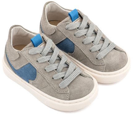 Babywalker Βαπτιστικό Παπούτσι για Αγόρι Δίχρωμο Sneaker Δετό Γκρι Μπλε Ρουά EXC8002