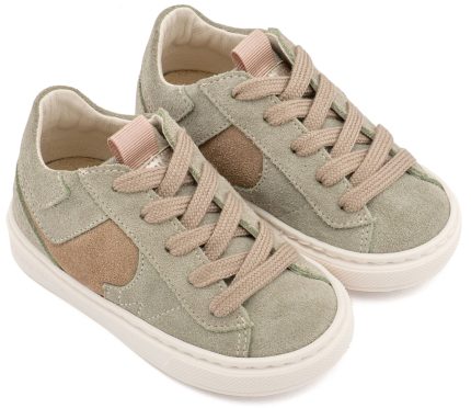 Babywalker Βαπτιστικό Παπούτσι για Αγόρι Δίχρωμο Sneaker Δετό Μέντα Μπεζ EXC8002