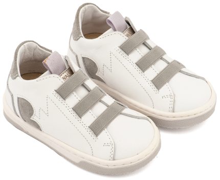 Babywalker Βαπτιστικό Παπούτσι για Αγόρι Sneaker Παντοφλέ με Λαστιχάκια EXC8005 Λευκό Γκρι