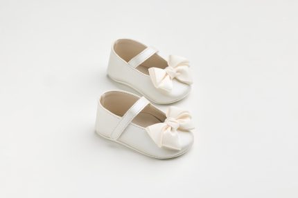 Χειροποίητη Βαπτιστική Μπαλαρίνα Αγκαλιάς Εκρού με Χειροποίητο Εκρού Γκρο Φιόγκο K603E | Everkid